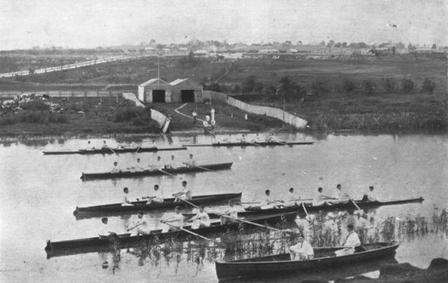 Rowing Boats and Shed, circa 1908.